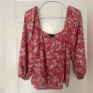 Sanctuary Floral Blouse in Pink and White